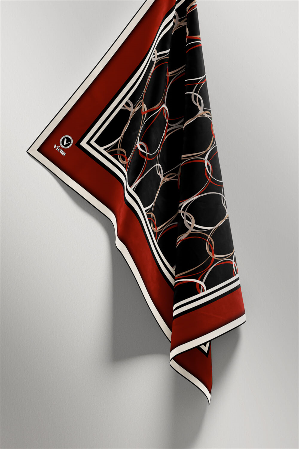 Twill Halka Desenli Bordo Renkli 90x90 Eşarp (İpek İçermez) Kenar Dikiş Şekli El Dikişli