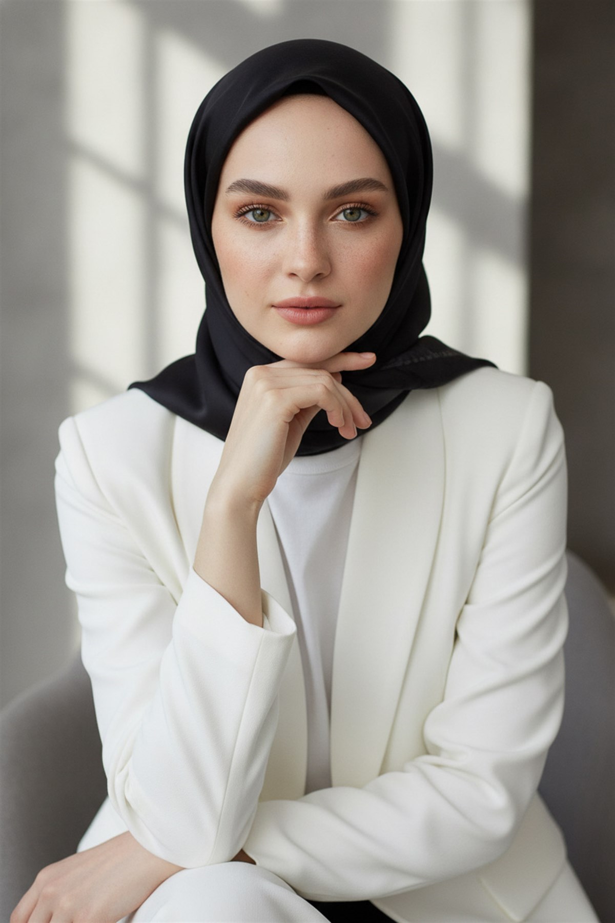 %100 Twill İpek Düz Siyah Renkli Daha Tok Exclusive Serisi 90x90 Eşarp Dikim Şekli : El Dikişi