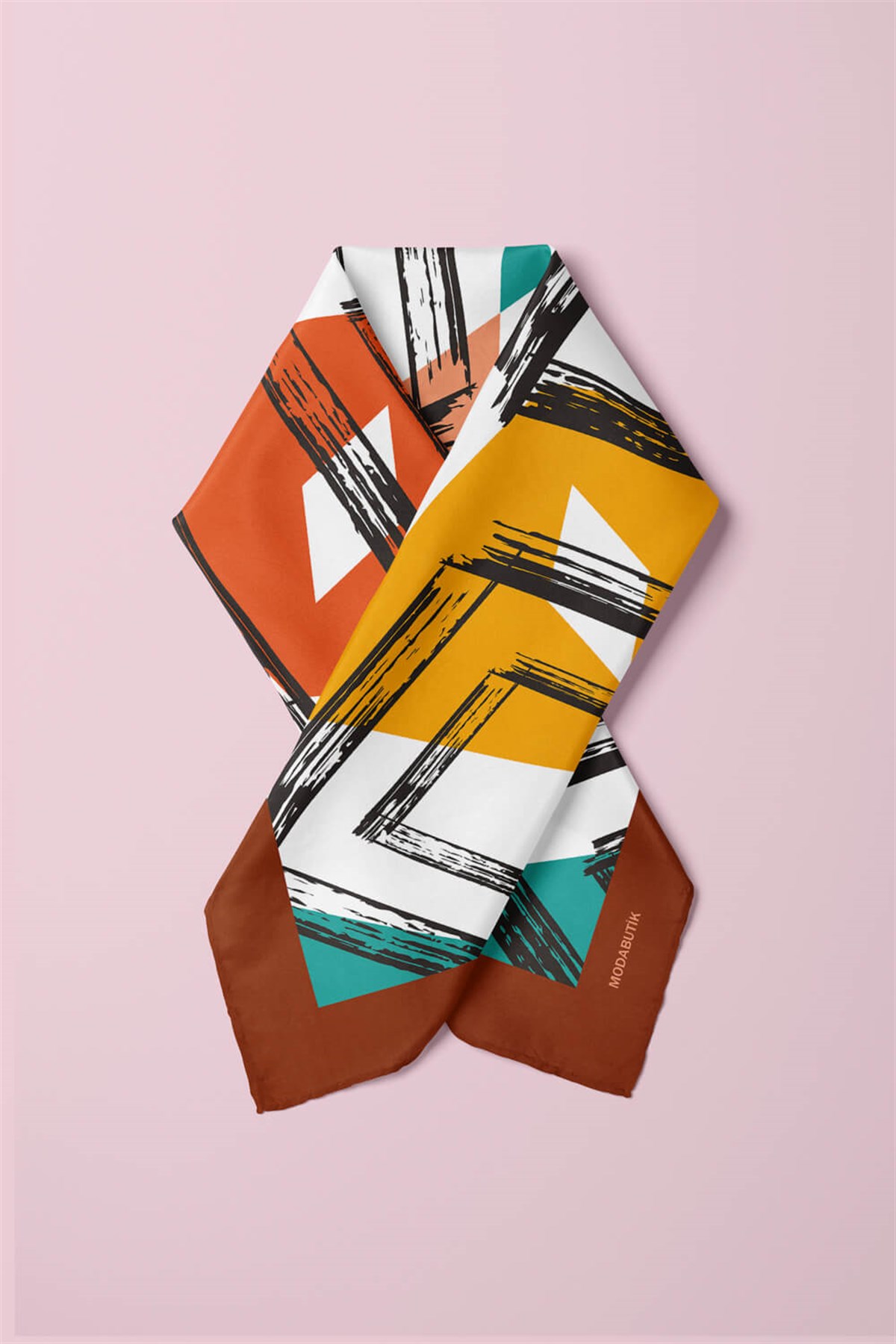 Violla V24 Kadın Geometrik Desenli Bandana 50x50 Yeşil DG0447-22