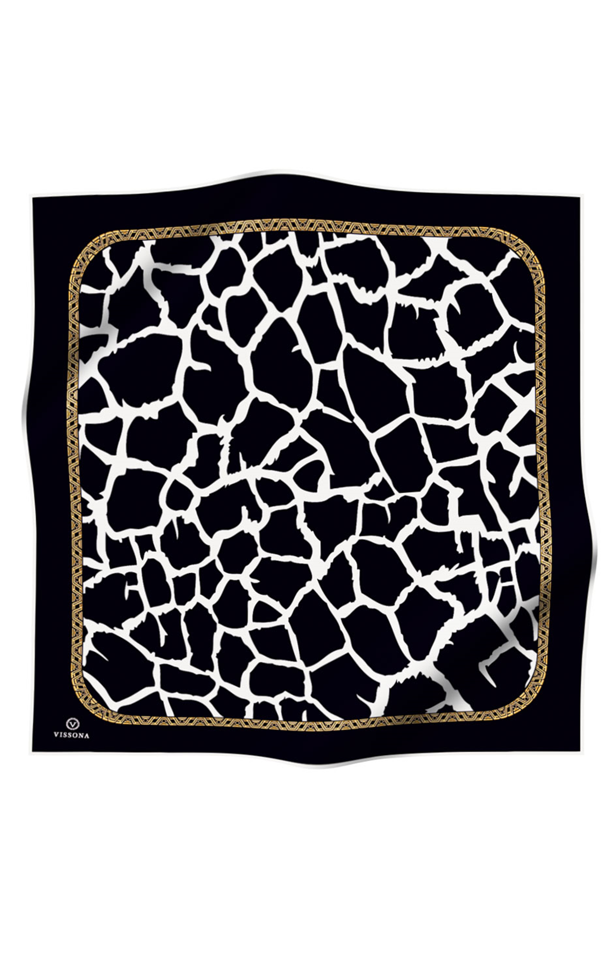 % 57 İPEK % 43 VİSKON Twill Taş Desenli Siyah - Krem Renkli 90x90 Eşarp Dikim Şekli: El Dikişi