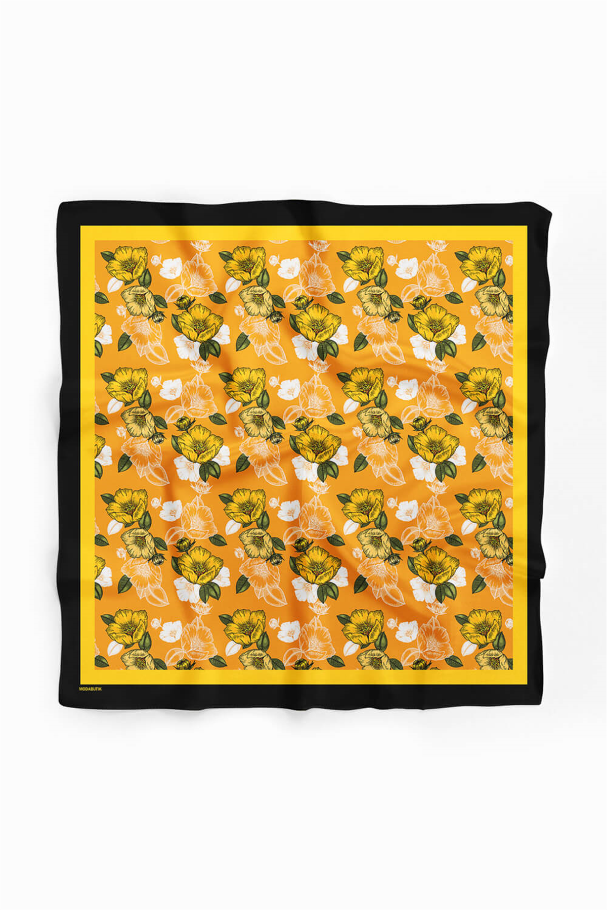 C98 Kadın Kavuniçi Sarı Sevda Desenli 50x50 Bandana HYL DG0993-22