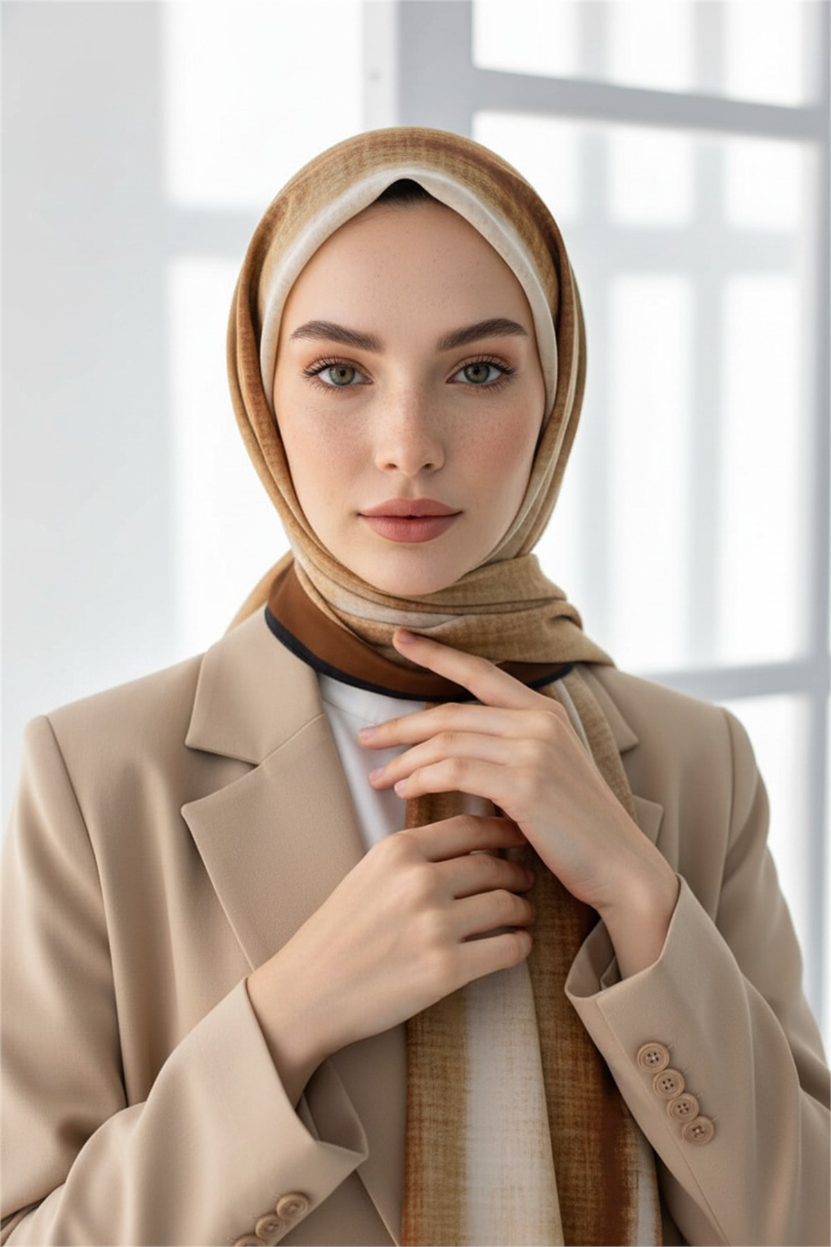 KREP BATİK DESENLİ TABA RENKLİ 75X195 KIRIŞMAZ ŞAL