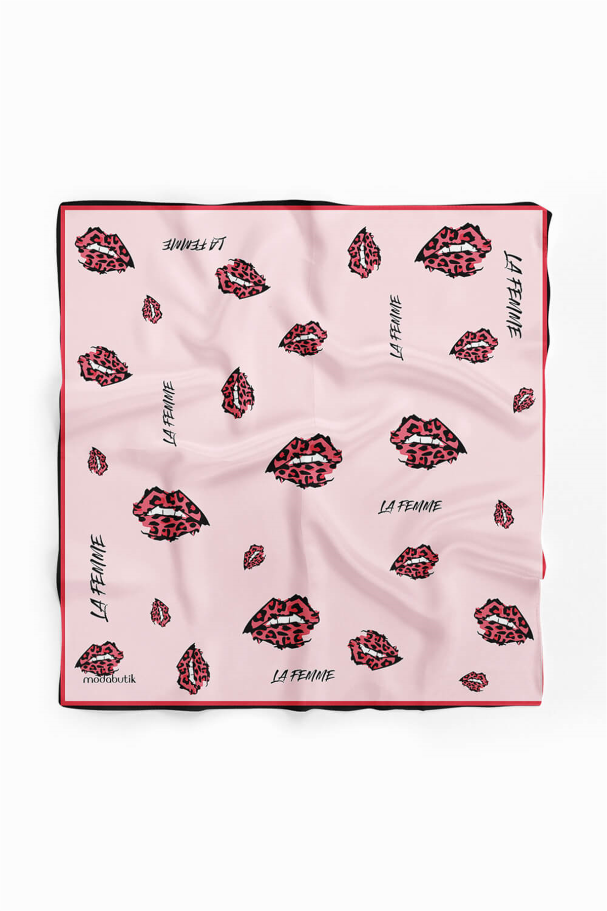 B77 Modabutik Dudak Desenli Bandana