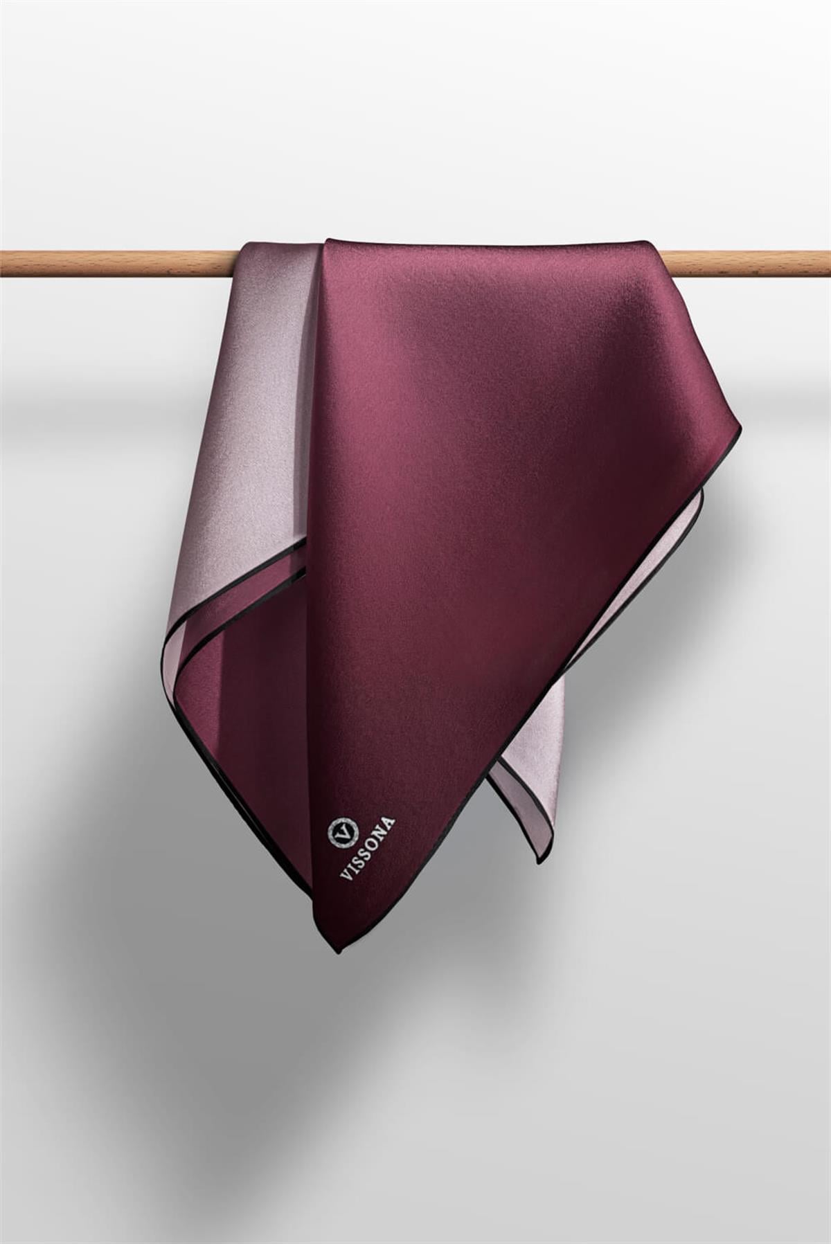 %100 Twill İpek Degrade Desenli Soğan Kabuğu Renkli 90x90 Eşarp Dikim Şekli : El Dikişi