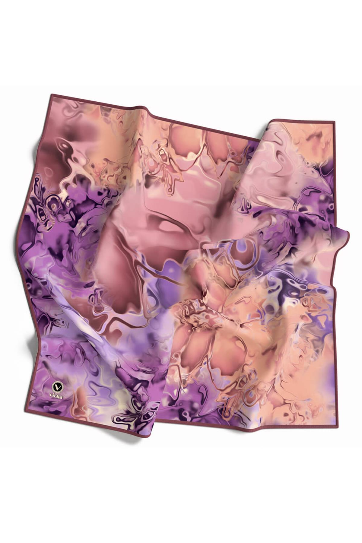 Rayon Batik Desenli Lila Renkli 90x90 Dikim Şekli : El Dikişi Eşarp (İpek İçermez) Kenar Dikiş Şekli El Dikişli