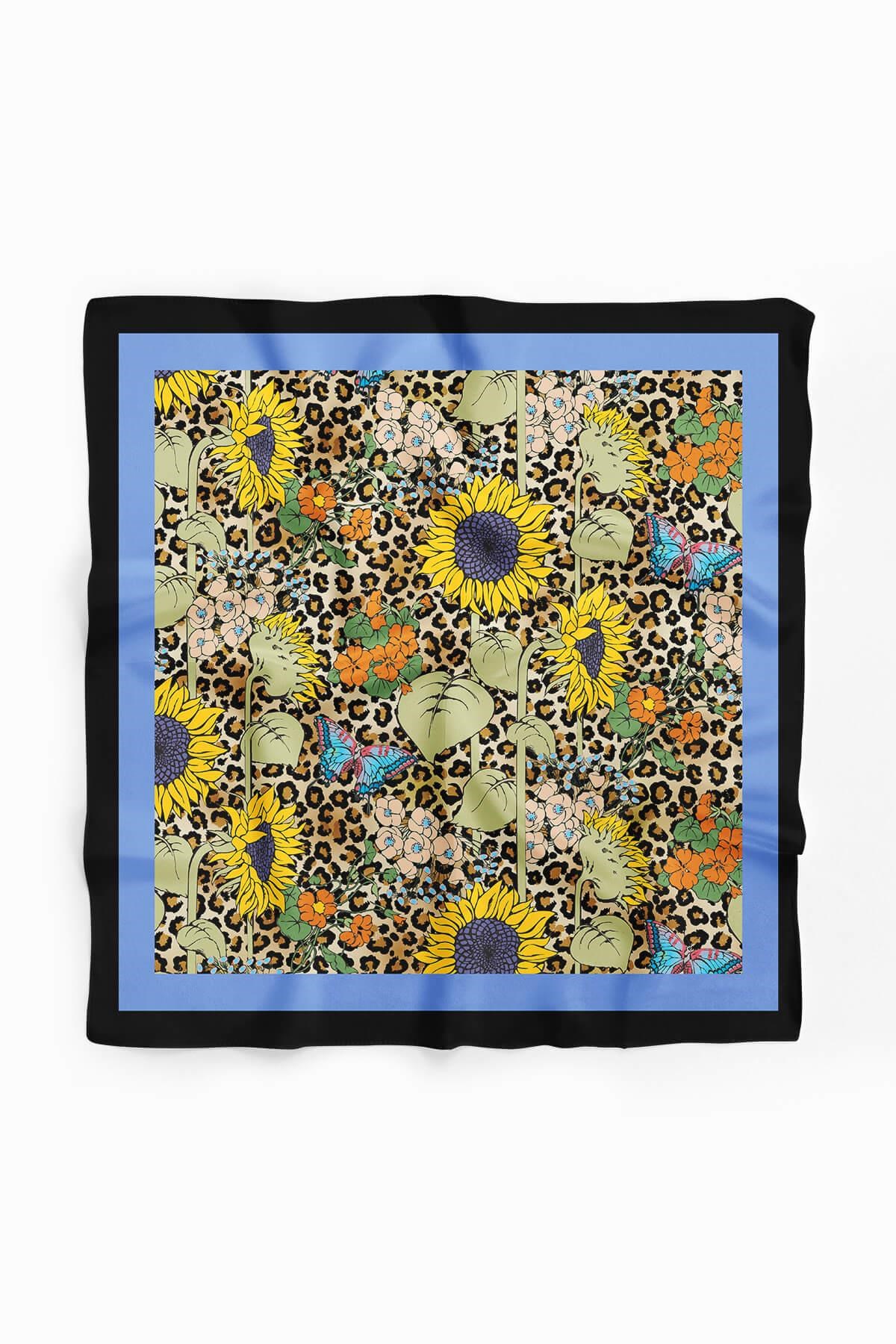 Violla B96 Kadın Sarı Çiçek Desenli 50x50 Bandana