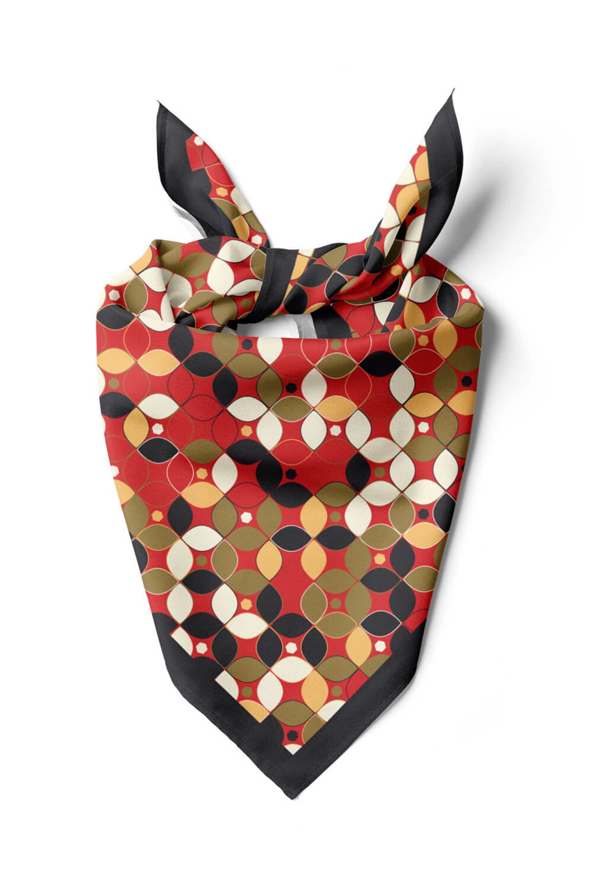 Violla Y31 Kadın Patchwork Desenli Bandana 50x50 Yeşil DG0390-22