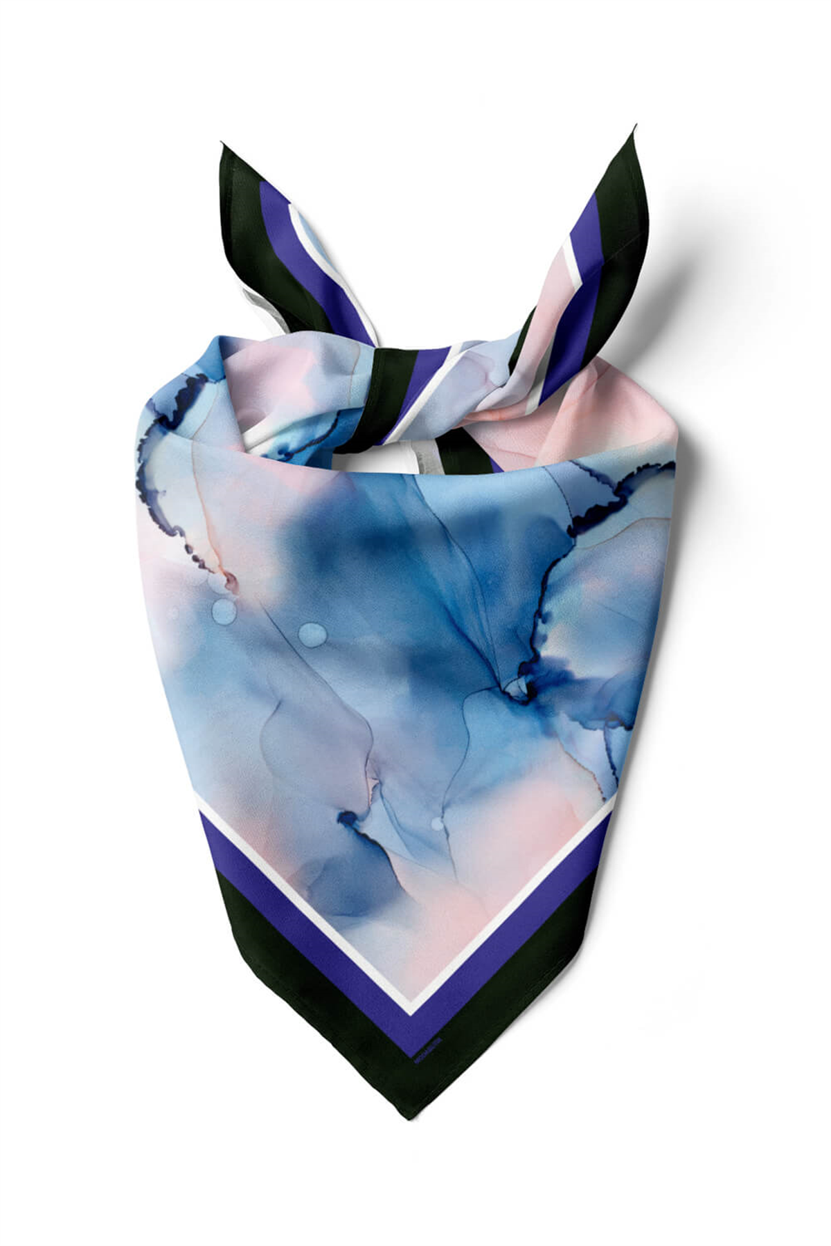 Y85 Kadın Pudra Mavi Batik Desenli 50x50 Bandana HYL DG01659-22