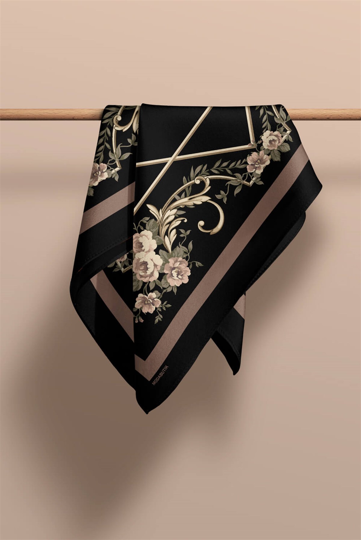Violla Kadın Yeşil Divan Desenli 50x50 Bandana HYL DG0963-22