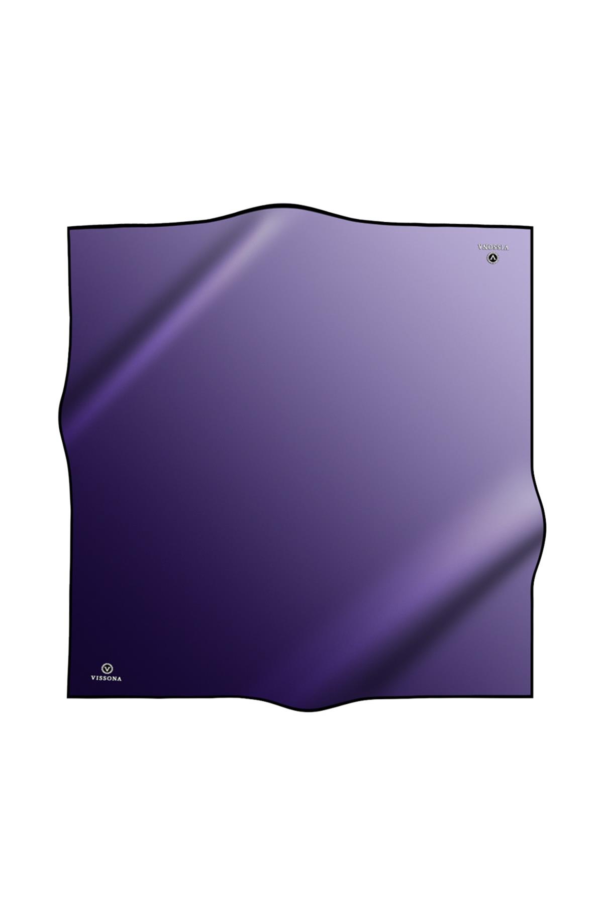 %100 Twill İpek Degrade Desenli Mor Renkli 90x90 Eşarp Dikim Şekli : El Dikişi