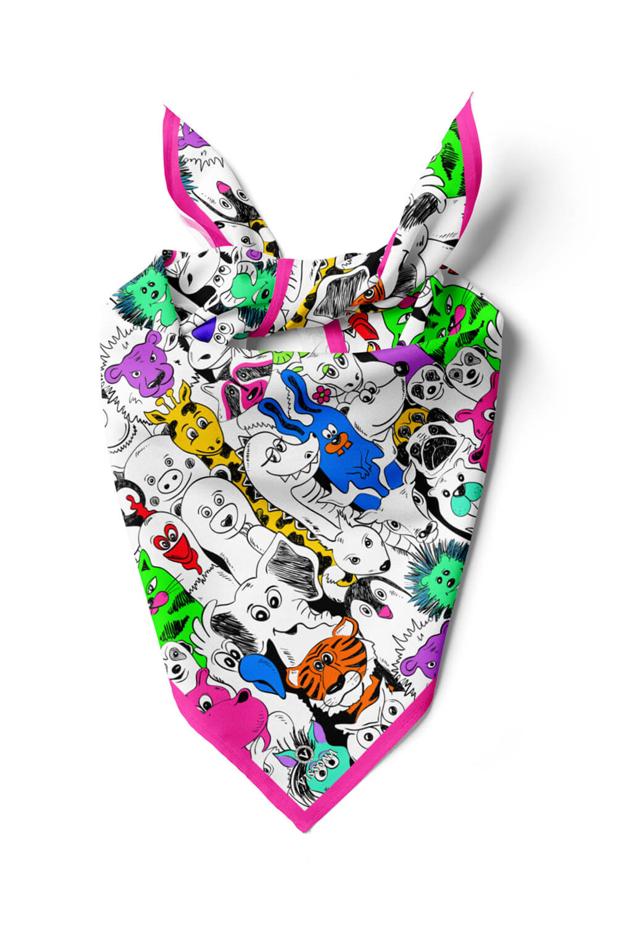 %100 İPEK HAYVAN DESENLİ KADIN BANDANA 50X50