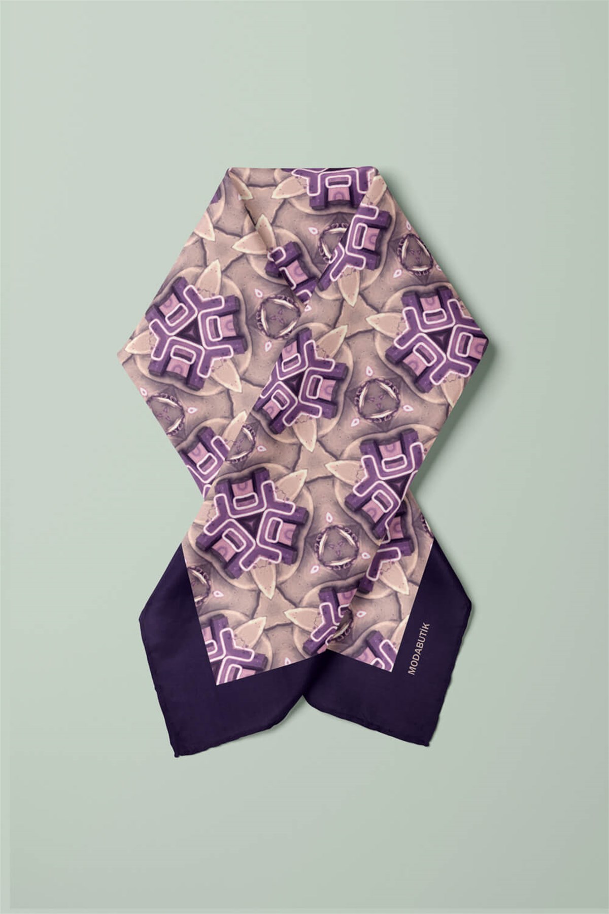 Violla D52 Kadın Geometric Desenli Bandana 50x50 Mor DG0240-22