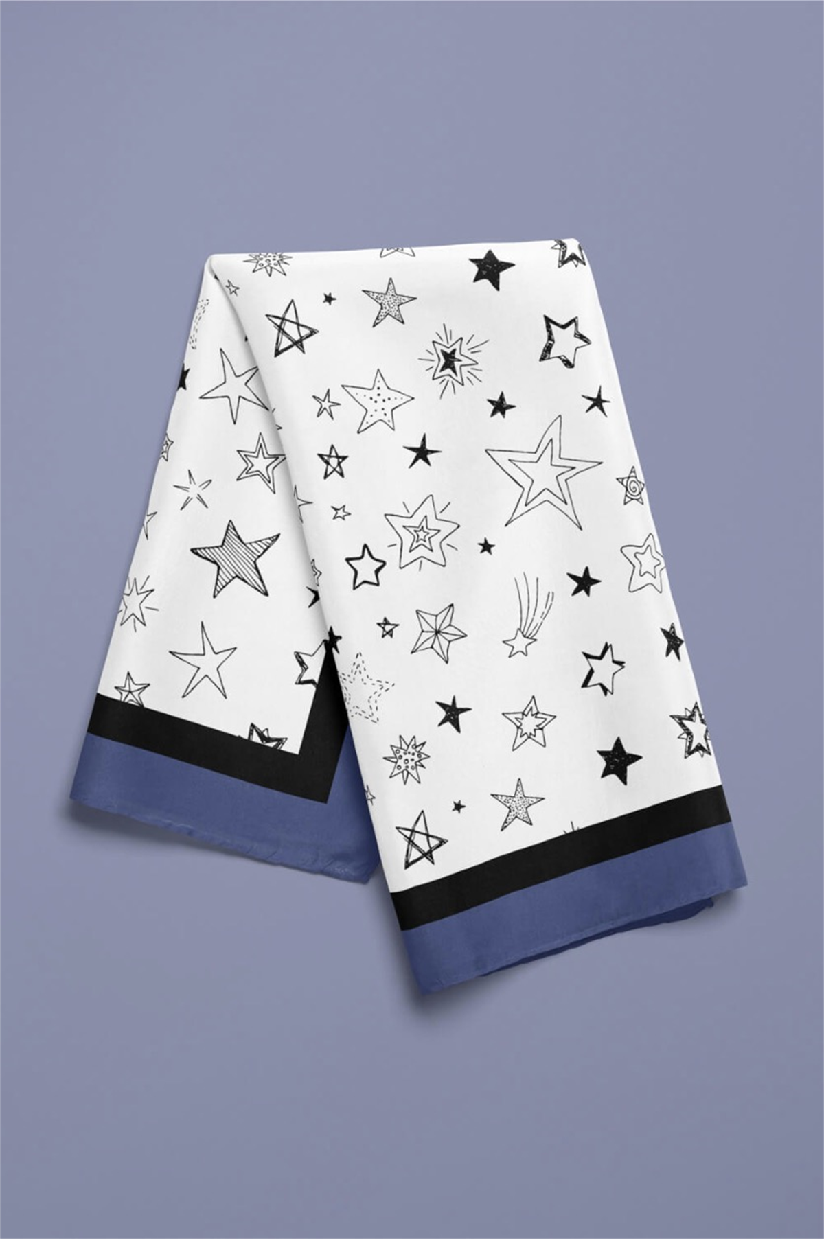 E9 Kadın Yıldız Desenli 50x50 Bandana HYL DG01117-22