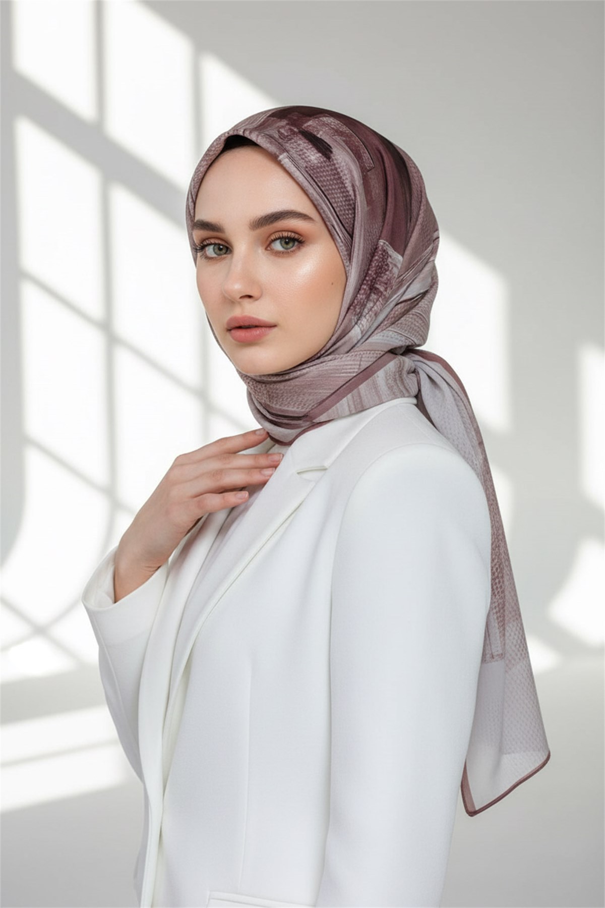 KREP FIRÇA DESENLİ GÜL KURUSU RENKLİ 75X195 KIRIŞMAZ ŞAL