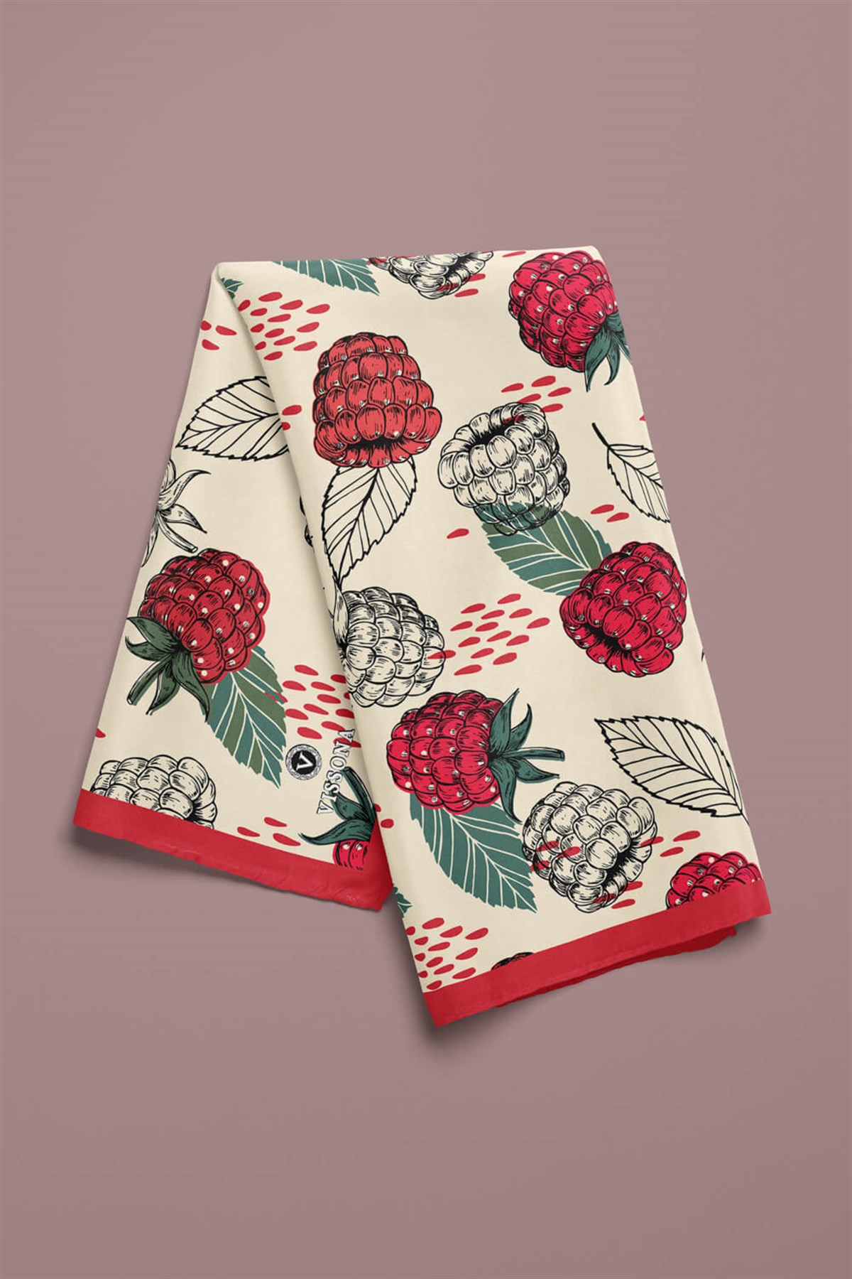 %100 İpek Frambuaz Desenli Kadın Bandana