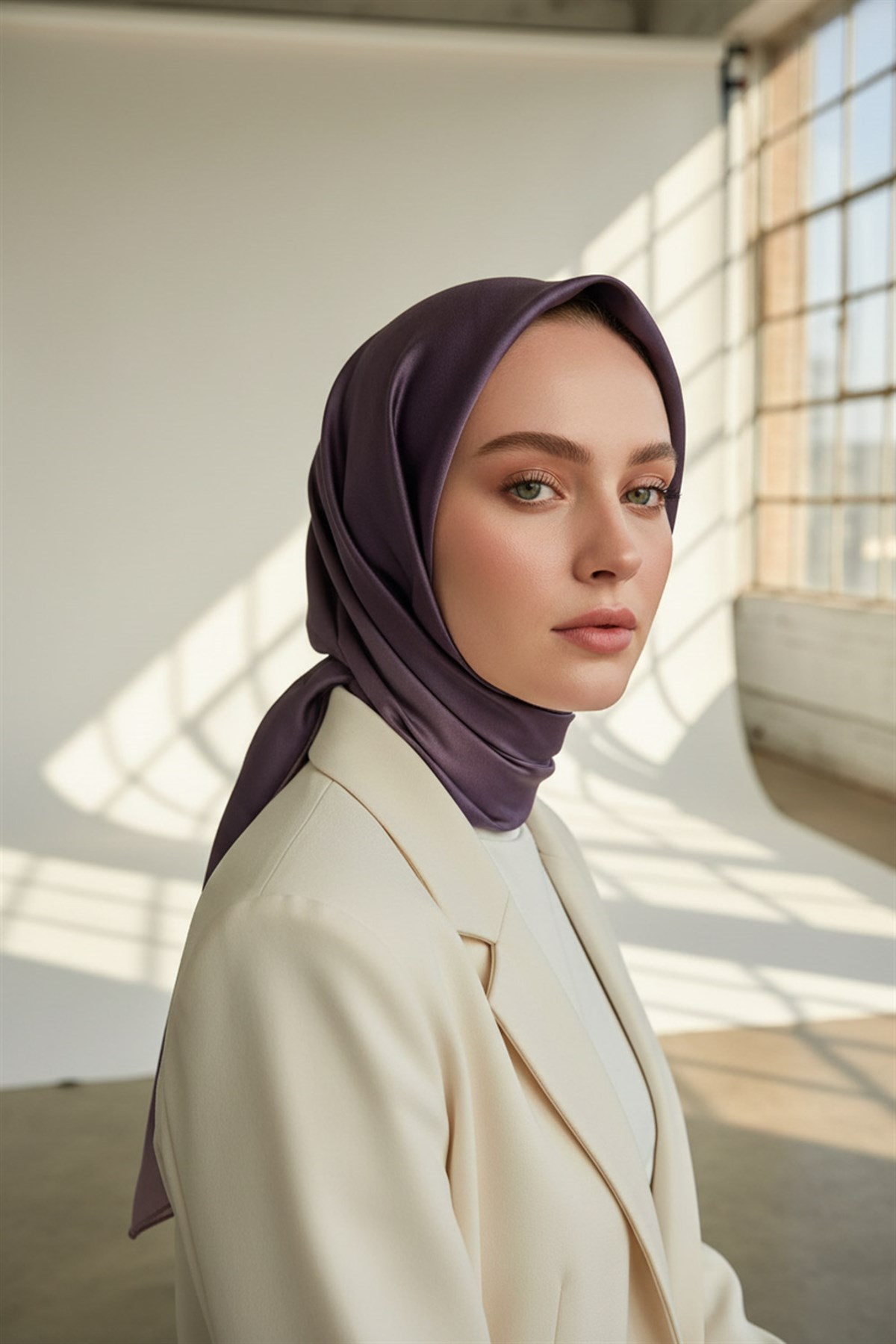 %100 Twill İpek Degrade Desenli Pudra Renkli 90x90 Eşarp Dikim Şekli : El Dikişi