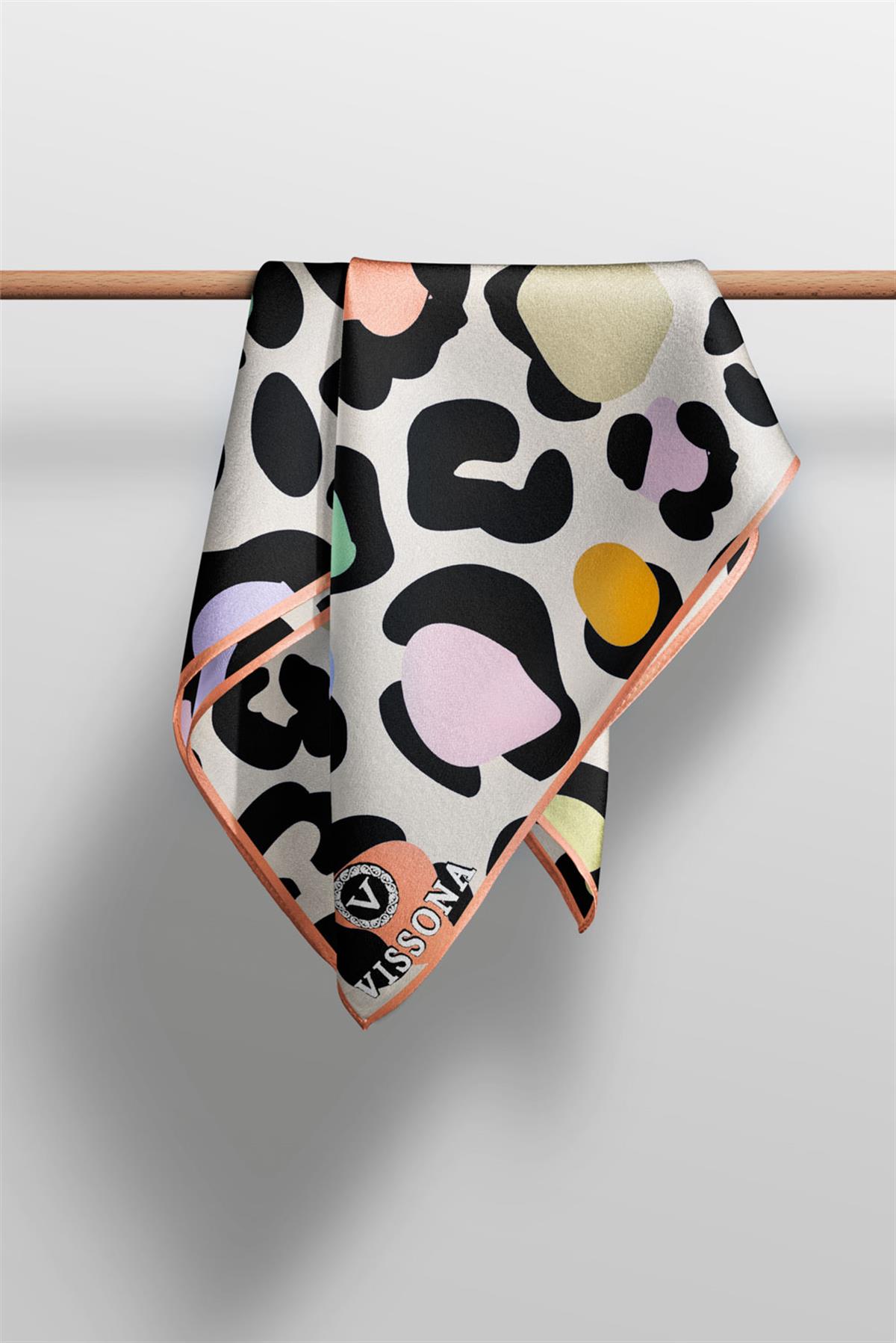 Vissona Leopar Desenli İpek Fular