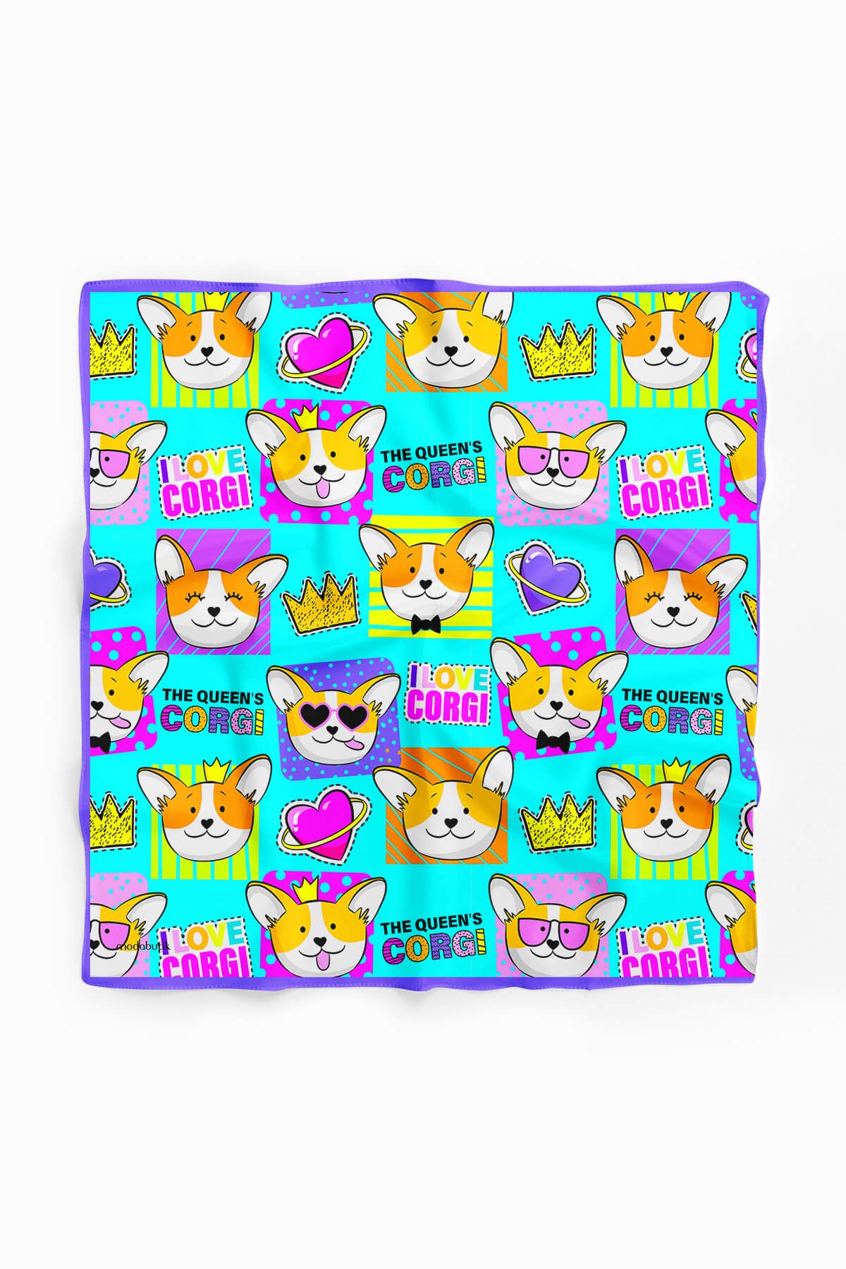 G104 Violla Köpek Desenli Bandana