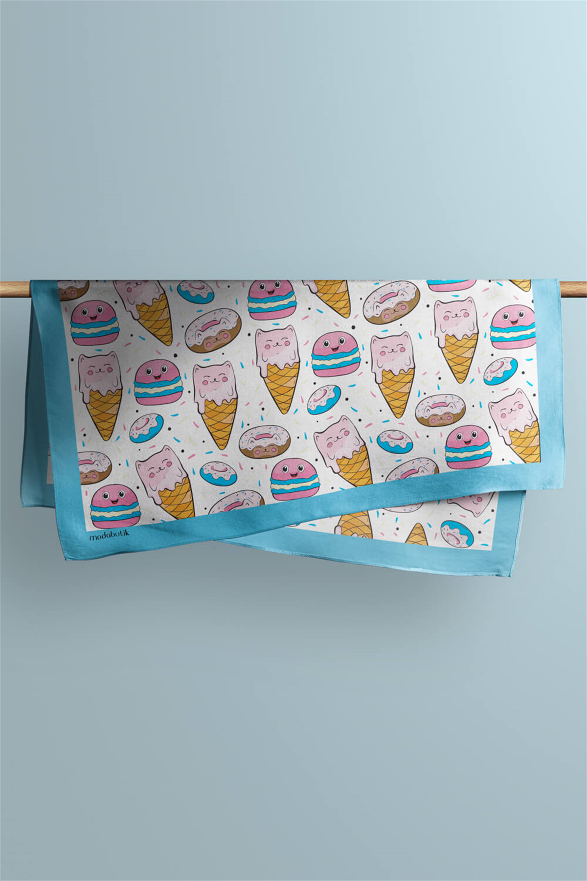 D88 Kadın Aşk Desenli Bandana 50x50 Pembe Sarı DG0360-22