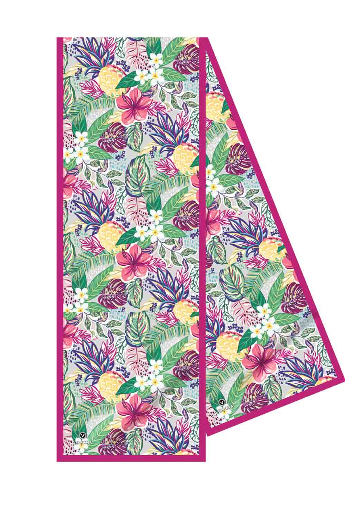 I59 SATEN İPEK ANANAS ÇİÇEK DESENLİ KADIN FULAR