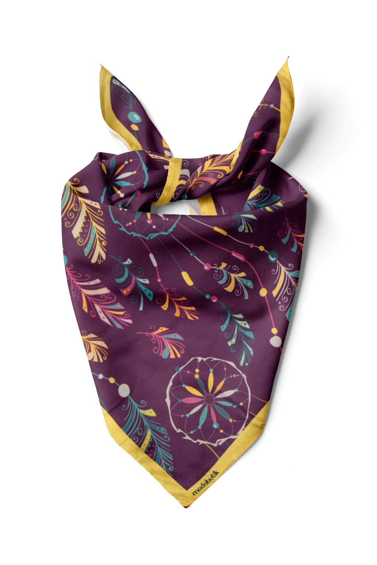 Violla B97 Kadın Yaprak Desenli Bandana 50x50 Yeşil DG0332-22 Snz