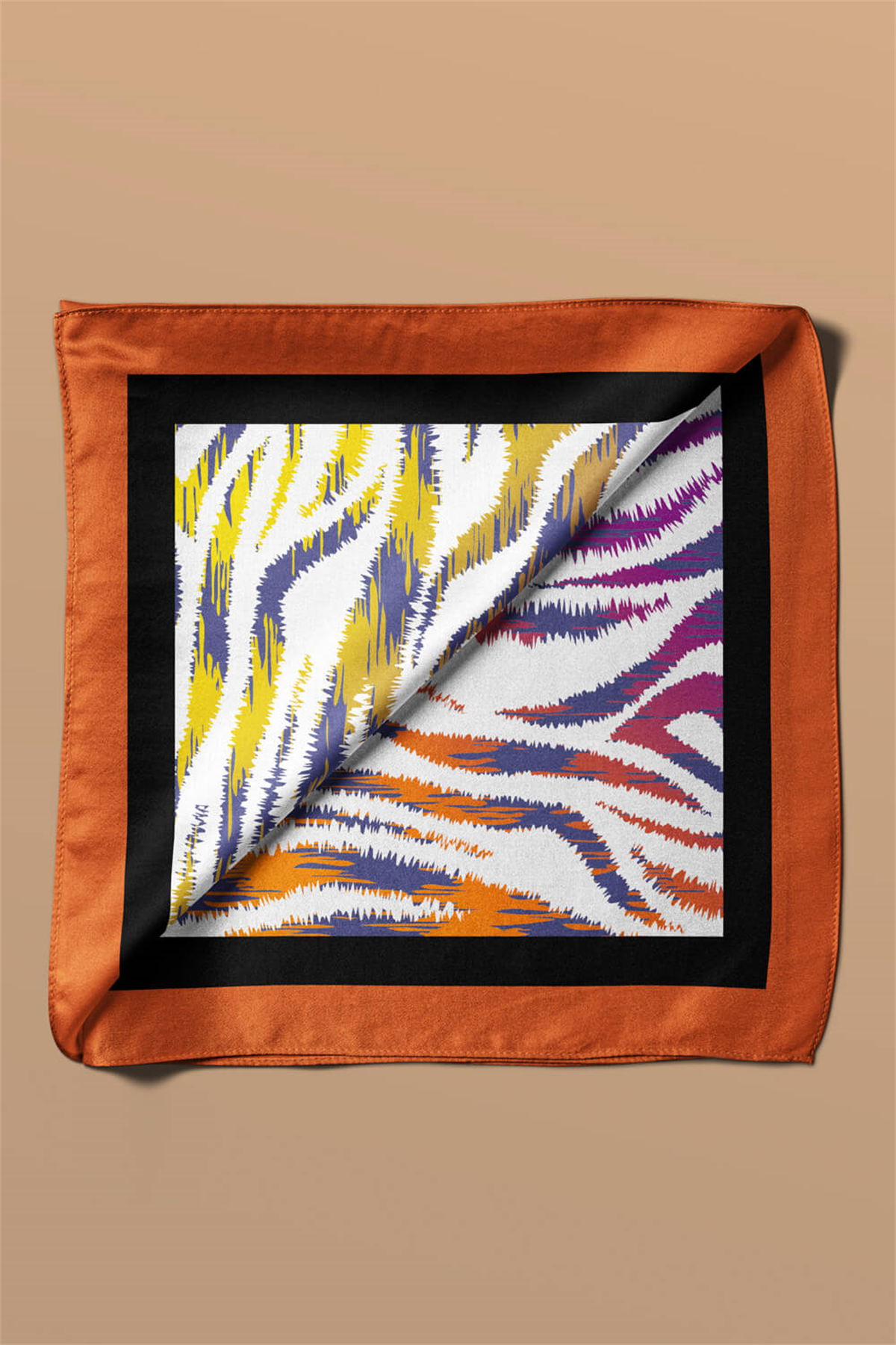 G72 Kadın Mavi Sarı Sarmaşık Desenli 50x50 Bandana HYL DG01427-22