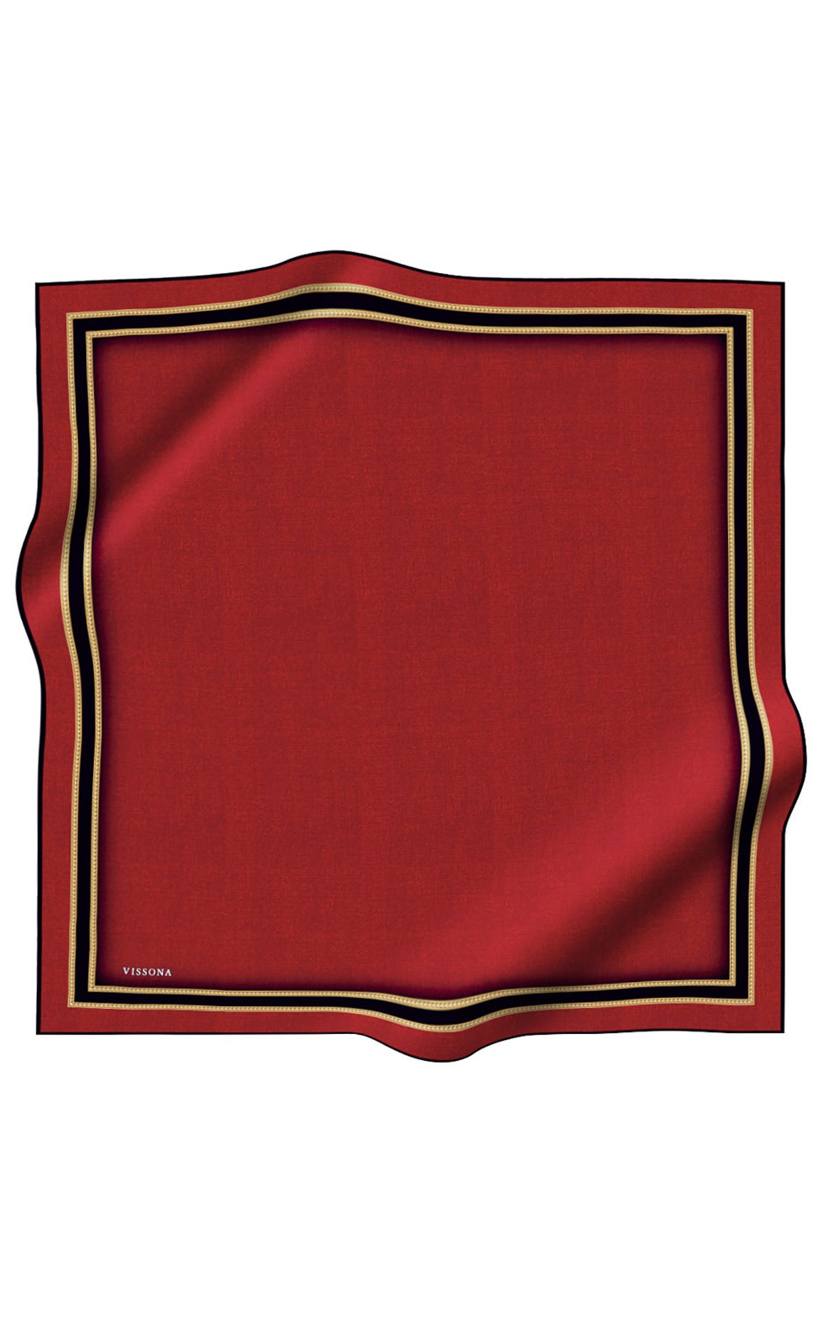 %100 Twill İpek Dokulu Şerit Desenli Siyah - Kırmızı Renkli 90x90 Eşarp Dikim Şekli : El Dikişi