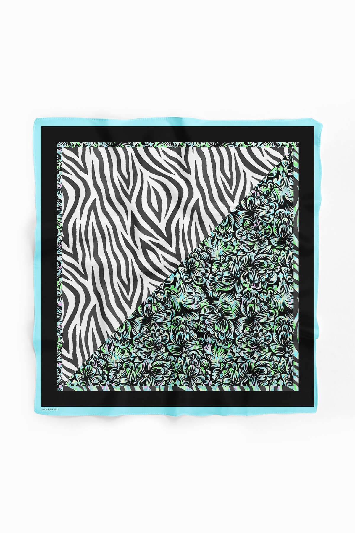 Violla D60 Kadın Yeşil Zebra Desenli 50x50 Bandana HYL DG01431-22