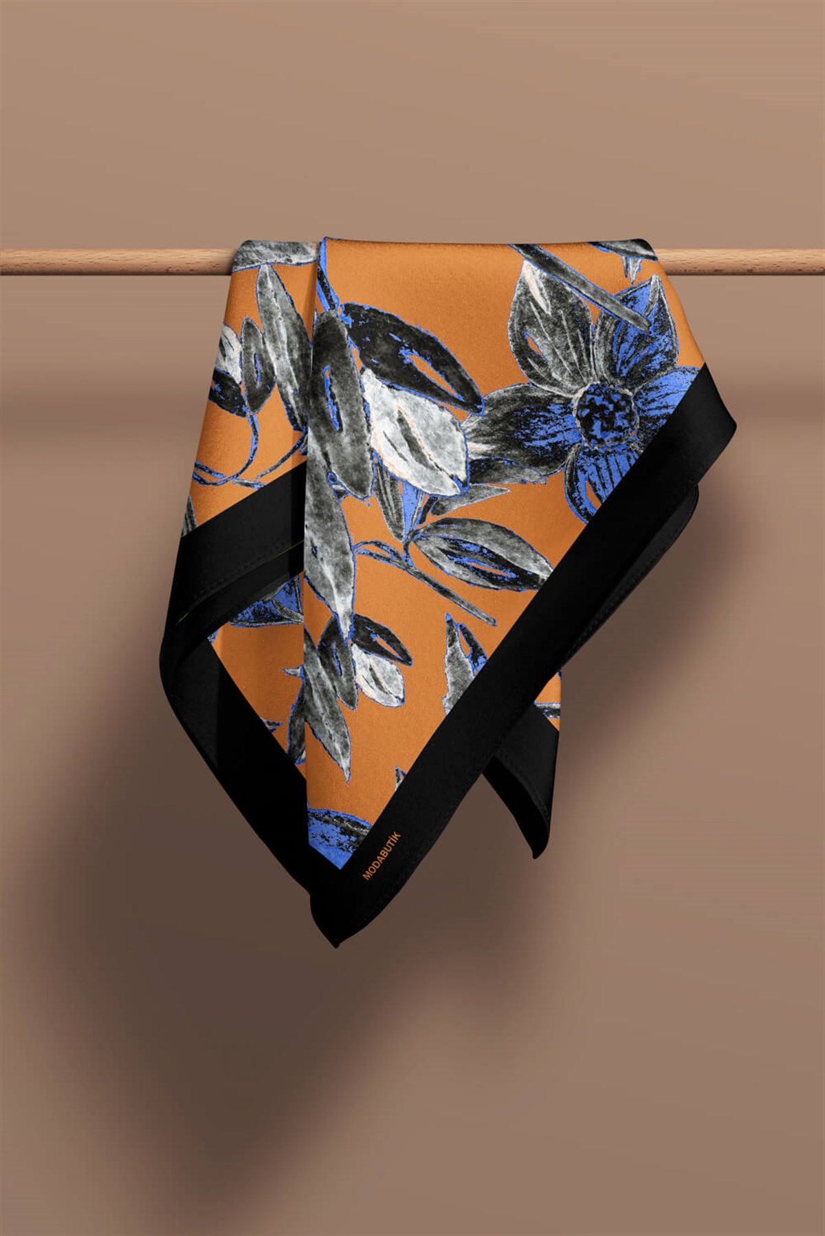 Violla Y83 Kadın Çiçek Desenli Bandana 50x50 Mavi DG0466-22