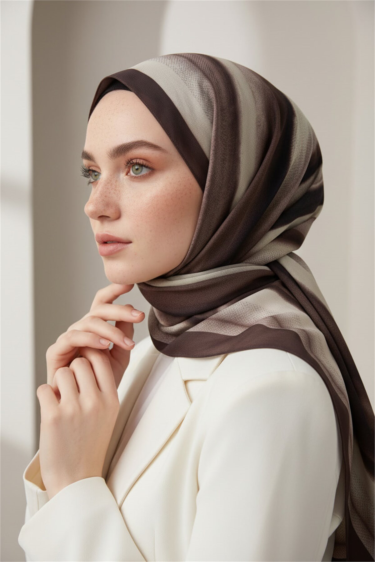 KREP SULU BOYA ÇİZGİLİ DESENLİ MÜRDÜM RENKLİ 75X195 KIRIŞMAZ ŞAL