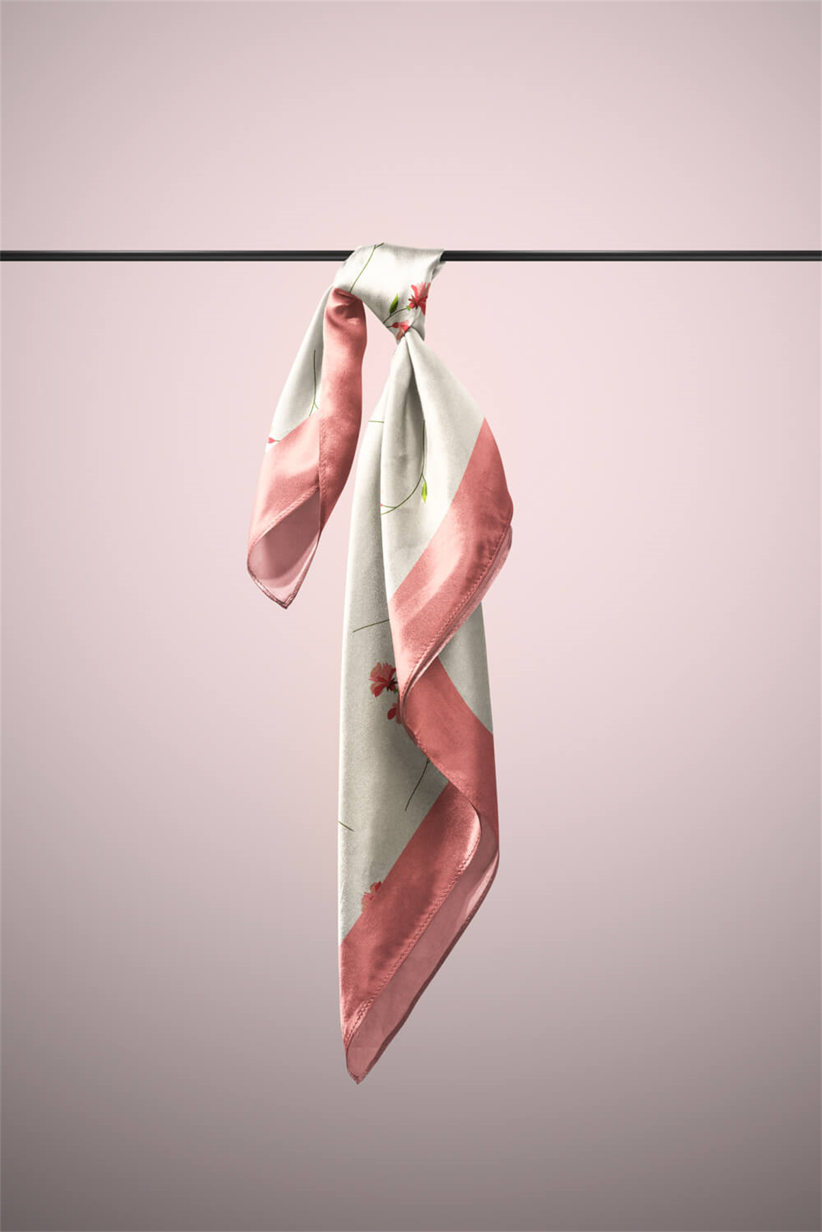 G27 Kadın Çiçek Desenli Bandana Pudra DG0105-22 Snz