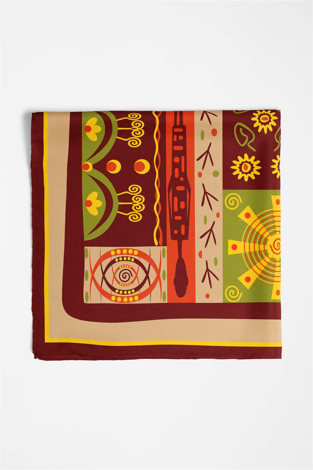 Vissona Geometrik Desenli İpek Bandana