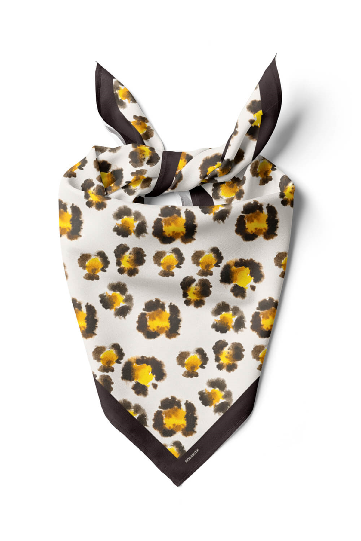 D49 Kadın Egzotik Desenli Bandana 50x50 Sarı DG0287-22