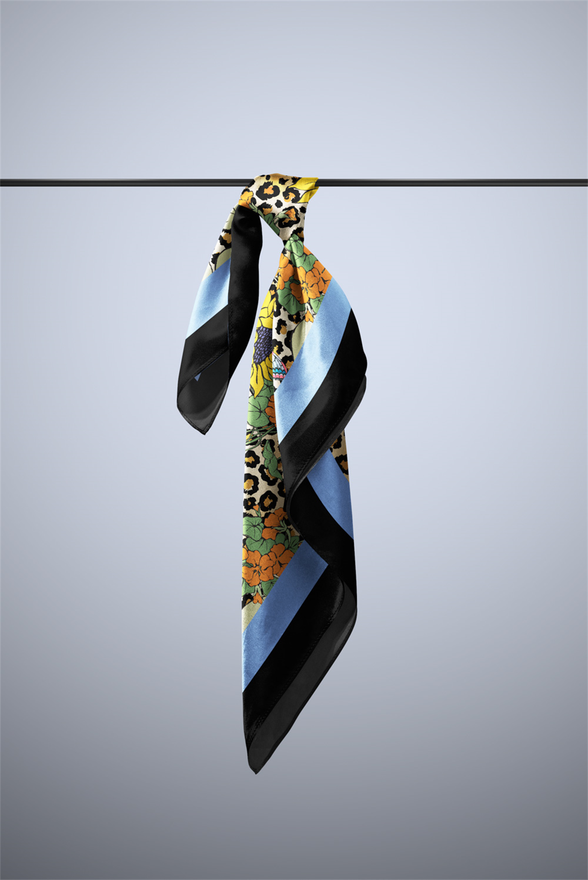 B96 Kadın Sarı Çiçek Desenli 50x50 Bandana