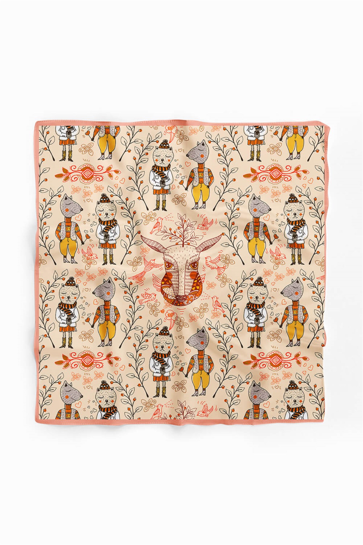 V57 Violla Geyik Desenli Bandana