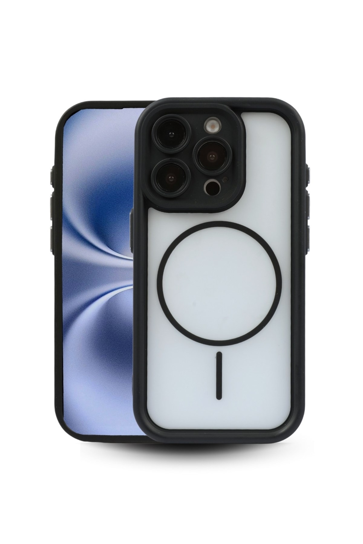 iPhone 15 Pro Kılıf – Kamera Korumalı – MagSafe Uyumlu – Siyah Renk – Mat Silikon Telefon Kılıfı