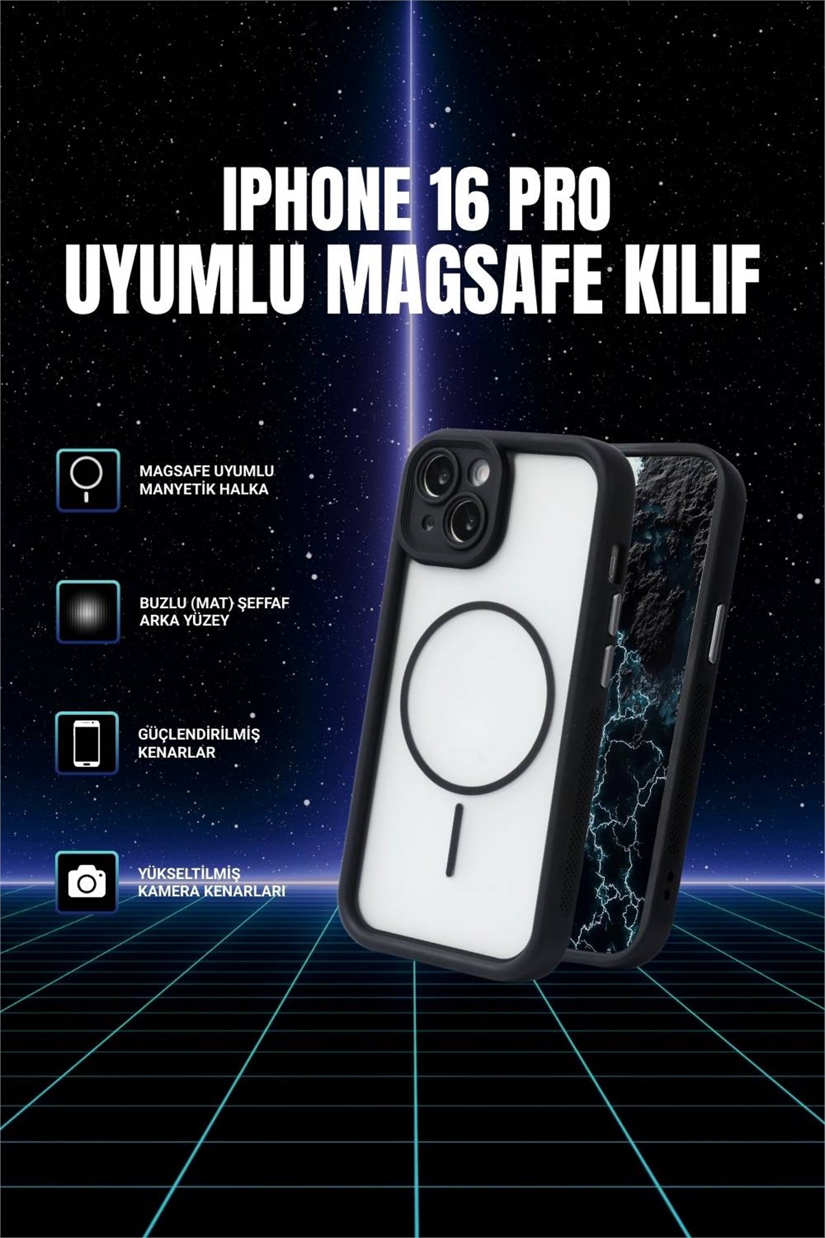 iPhone 15 Kılıf – Kamera Korumalı – MagSafe Uyumlu – Siyah Renk – Mat Silikon Telefon Kılıfı
