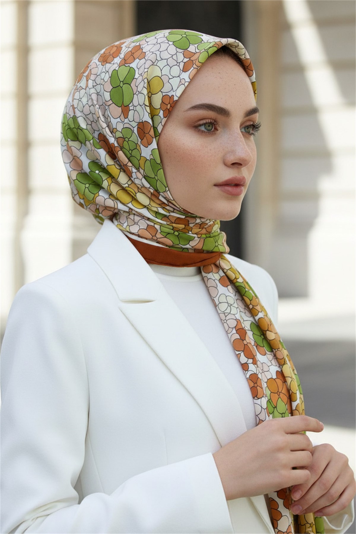 KREP YONCA DESENLİ TABA RENKLİ 75X195 KIRIŞMAZ ŞAL