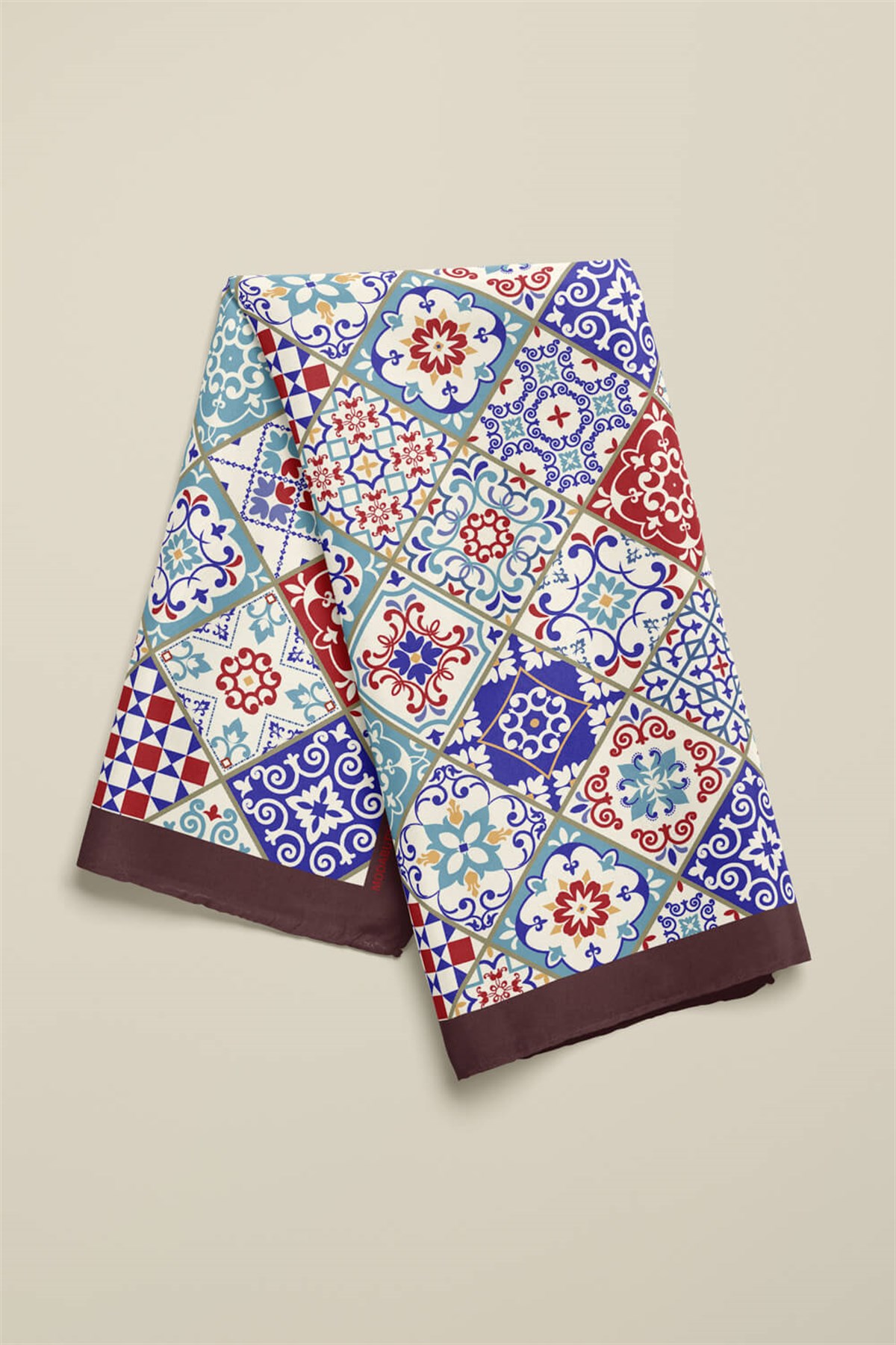 Violla C49 Kadın Mavi Mini Çini Desenli 50x50 Bandana HYL DG0703-22