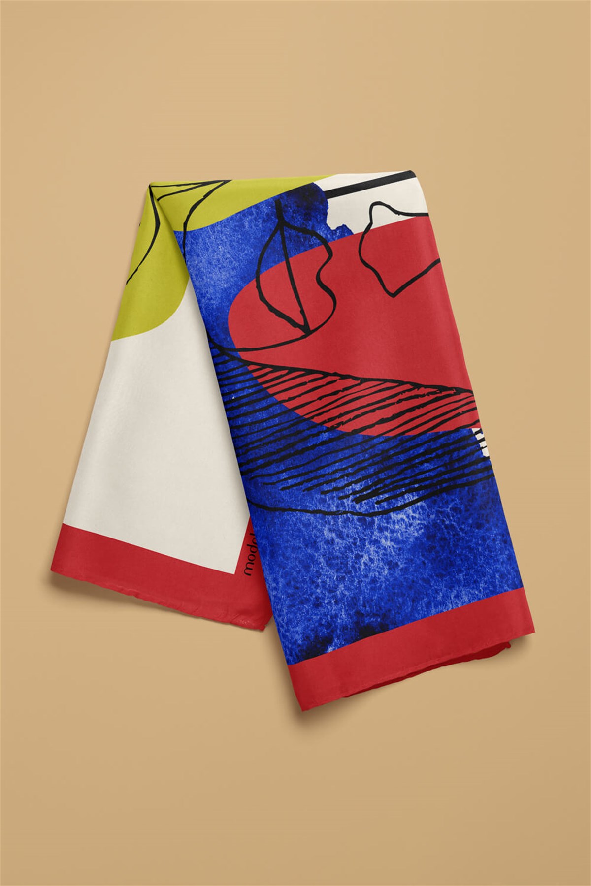 Violla V12 Kadın Portre Desenli Bandana 50x50 Gri Mavi DG0489-22
