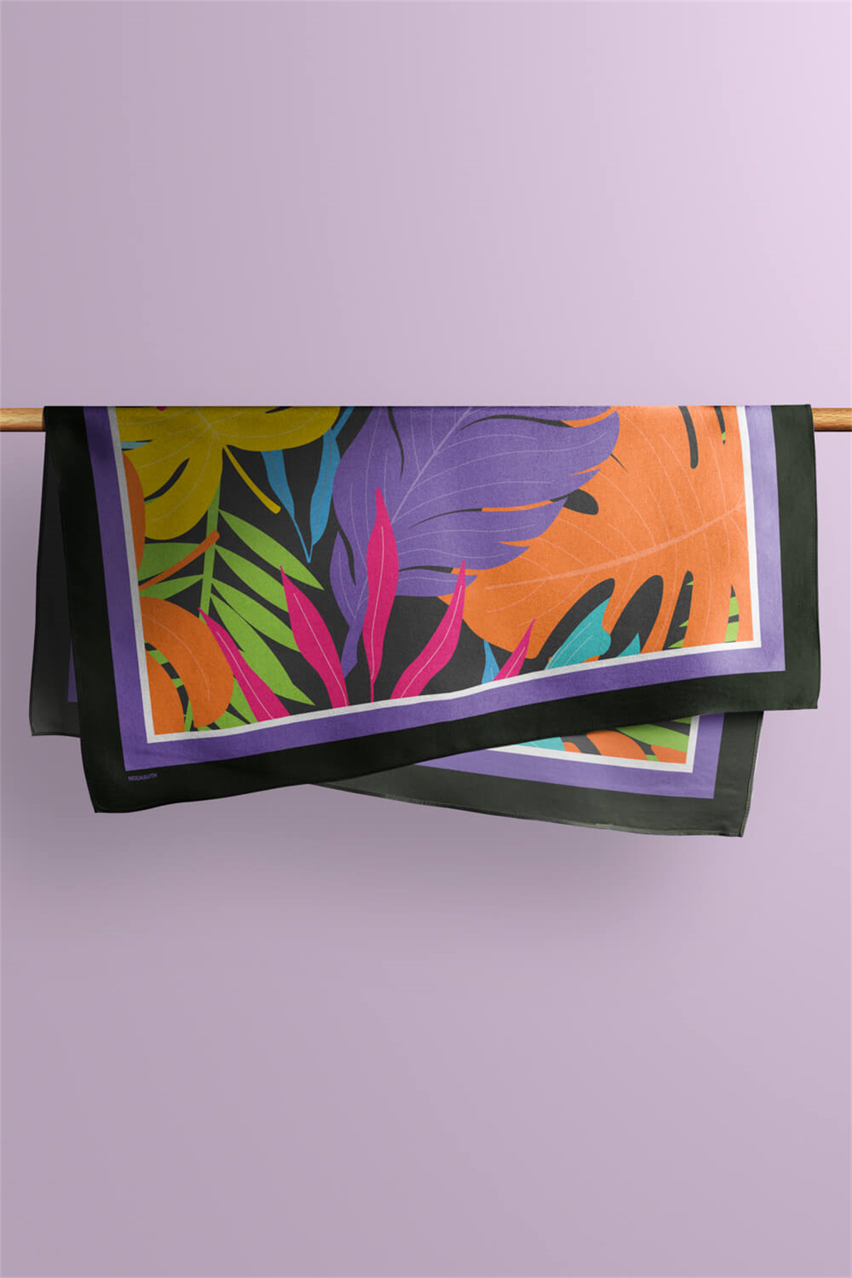 C78 Kadın Mavi Yaprak Desenli 50x50 Bandana HYL DG01692-22