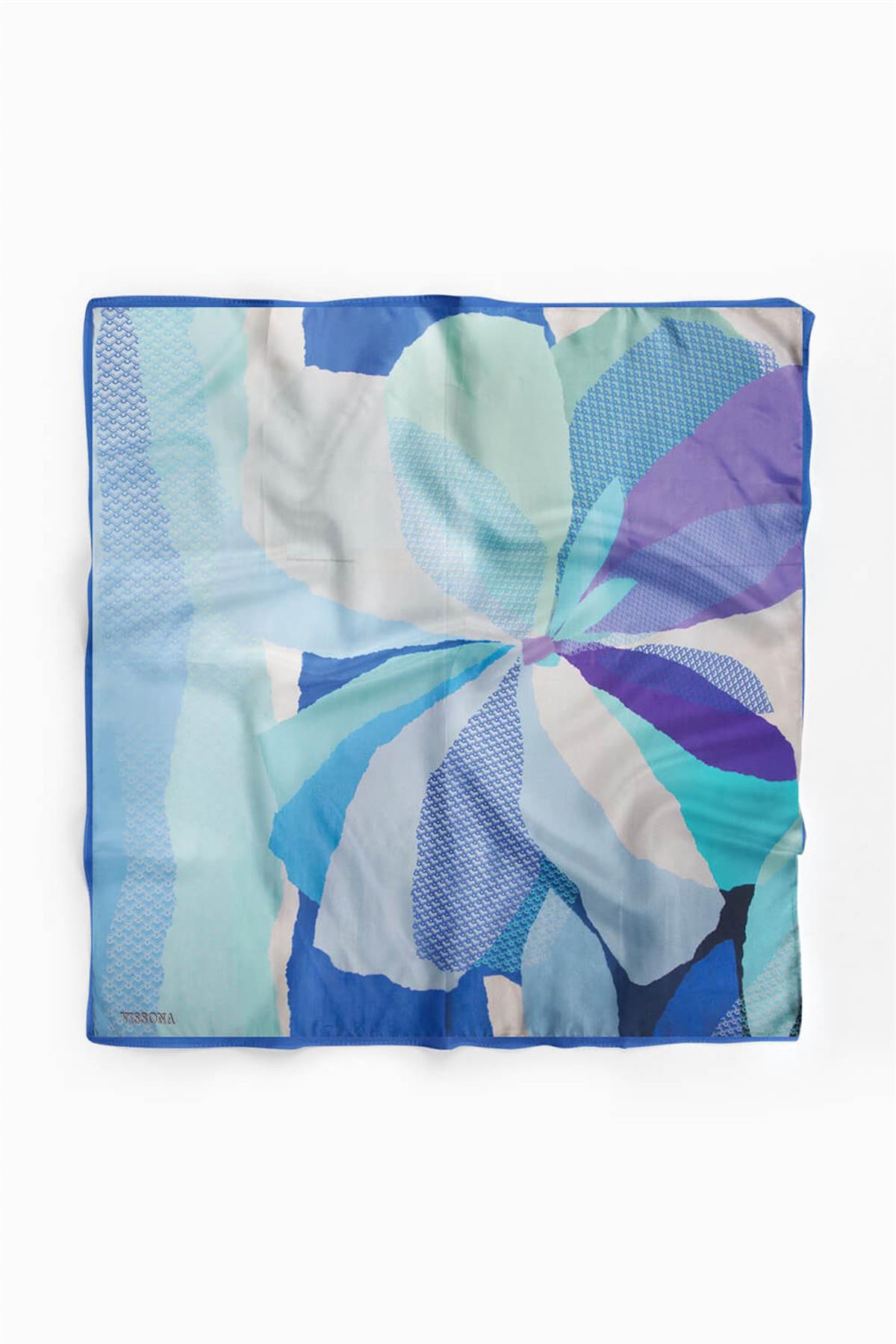 %100 İpek Kadın Desenli Bandana 80x80