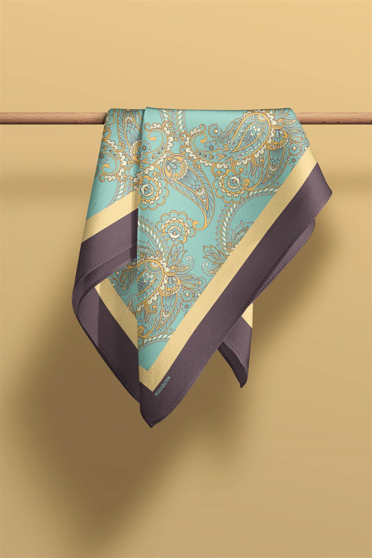 Violla Kadın Açık Mavi Krem Bangle Desenli 50x50 Bandana HYL DG0917-22