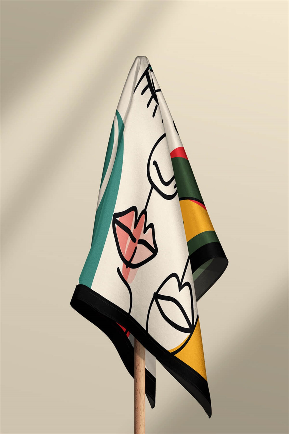 G103 Violla Silüet Desenli Bandana