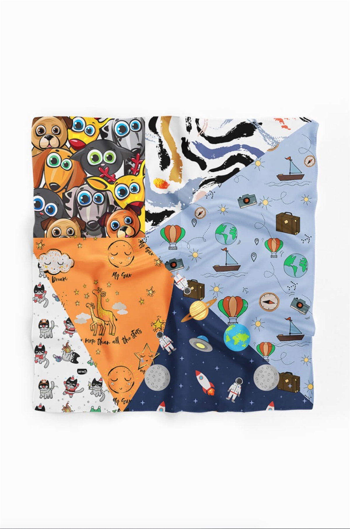 H39 Özel Üretim Dog Desenli Köpek Bandanası Turuncu 50x50 DG2072