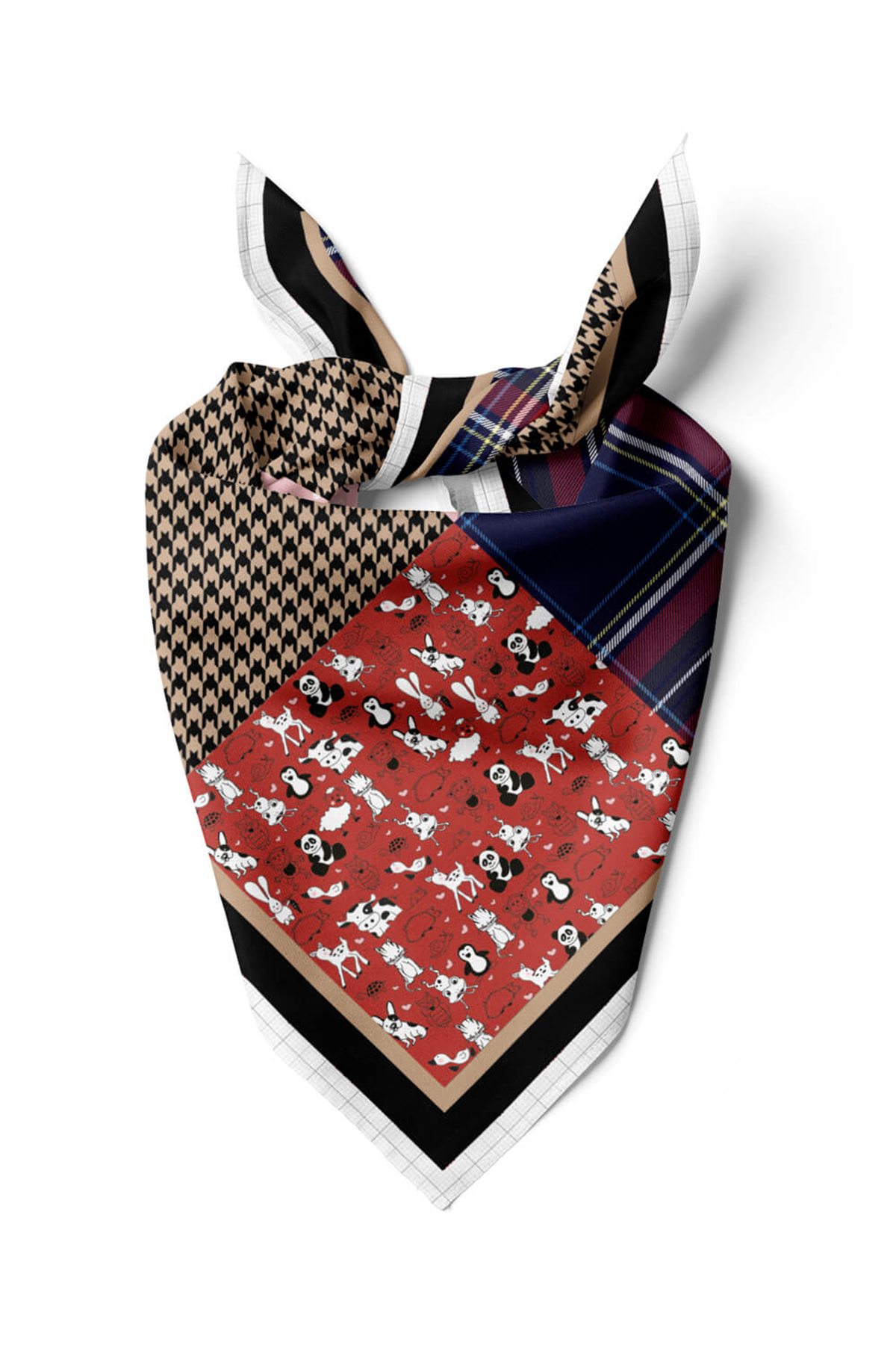 D17 Modabutik Köpek Bandanası Kırmızı Kahve 50x50