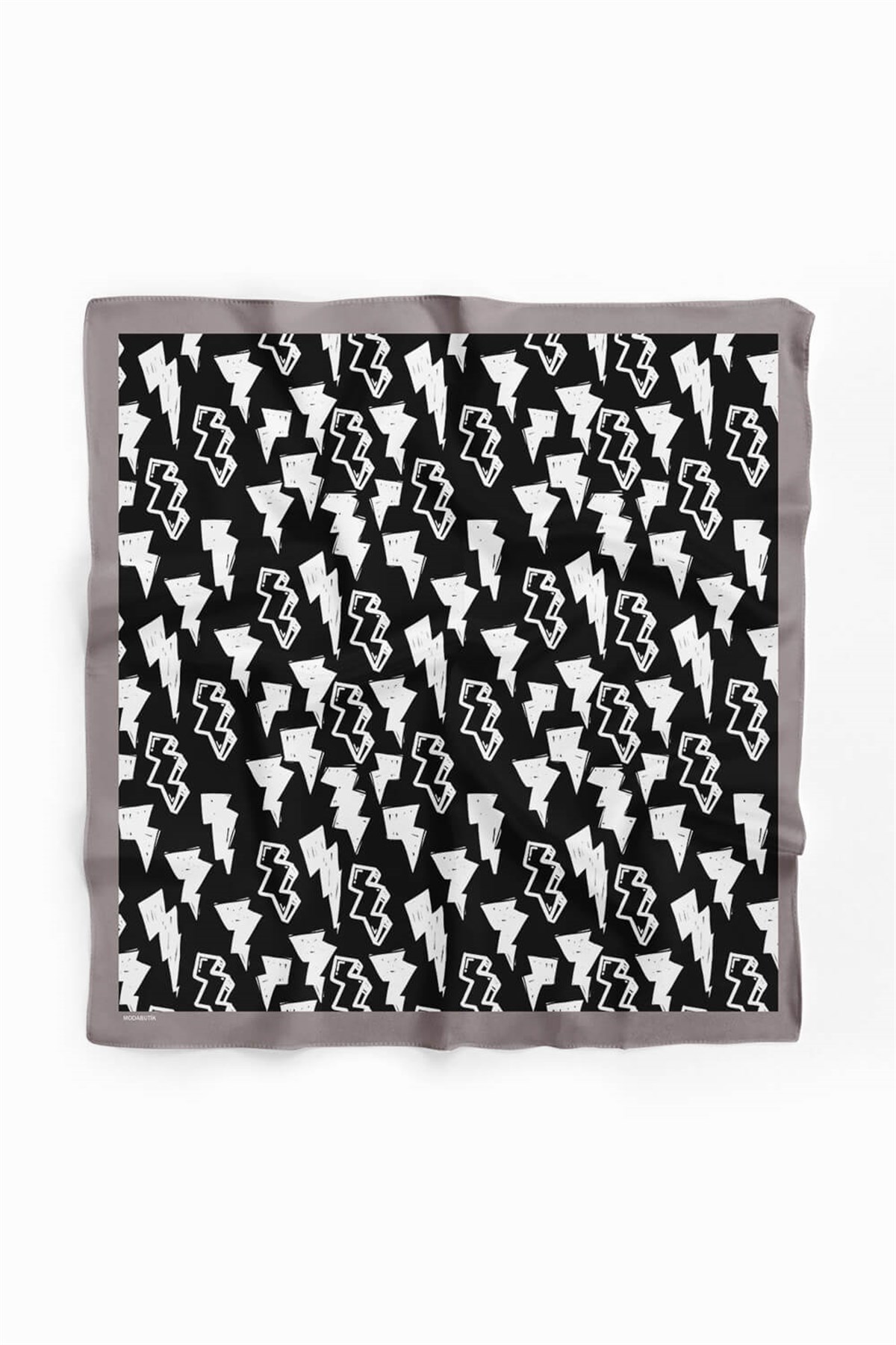 Violla Y75 Kadın Şimşek Desenli Bandana 50x50 Siyah DG0150-22
