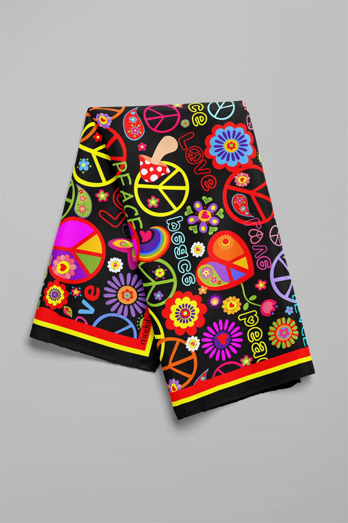 A90 Violla Peace Love Desenli Bandana