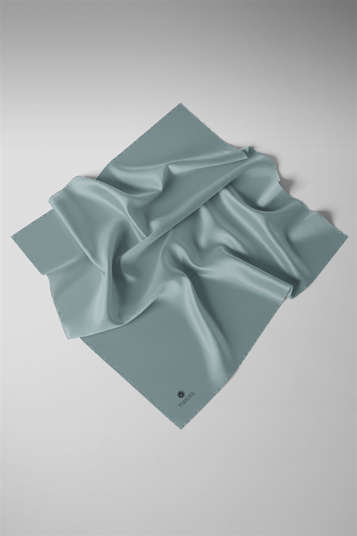 Viskon Twill İpek Az Hatalı Koyu Mint  Renkli 90x90 Düz Eşarp Dikim Şekli : El Dikişi