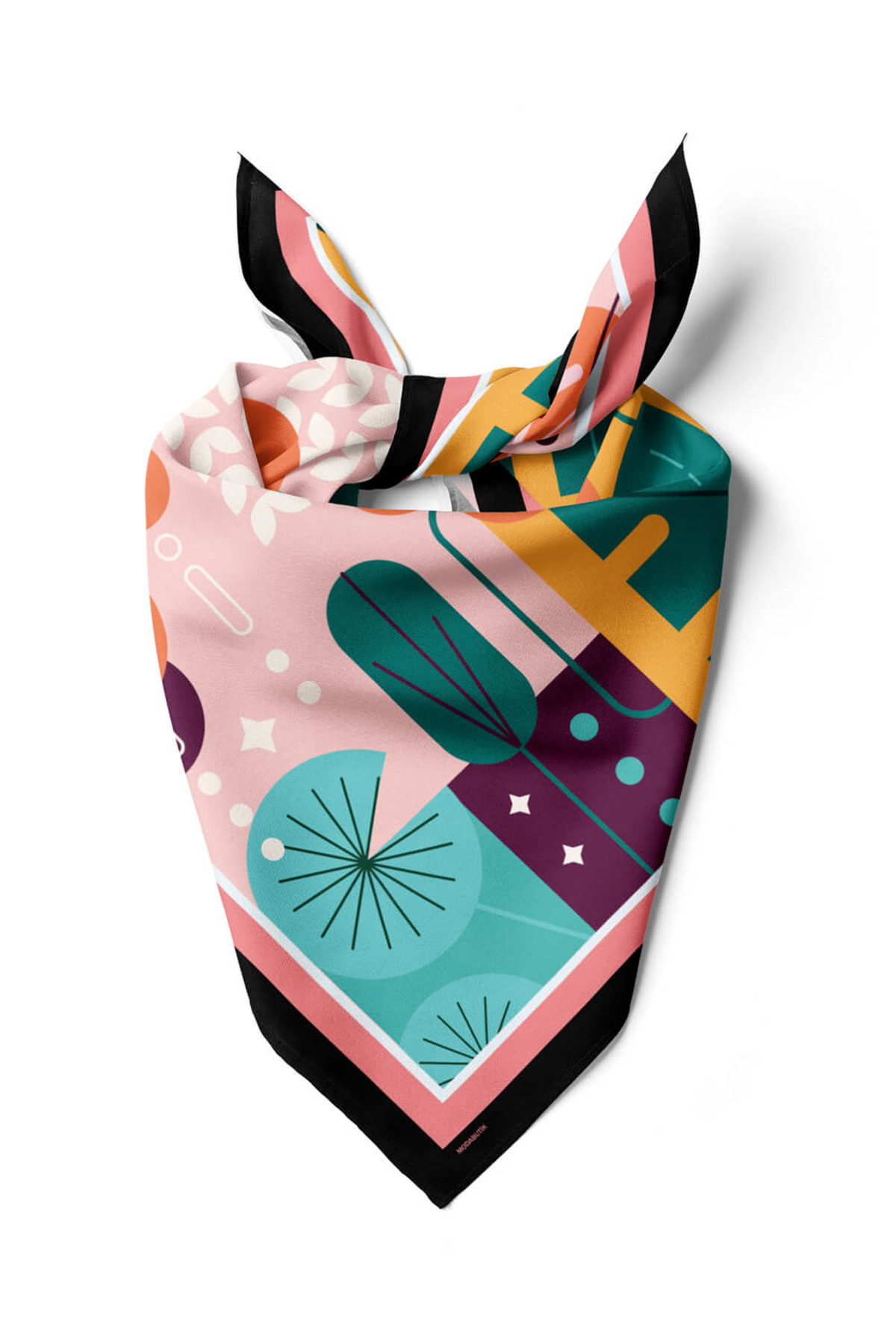 Kadın Turuncu Fruits Desenli 50x50 Bandana HYL DG01539-22